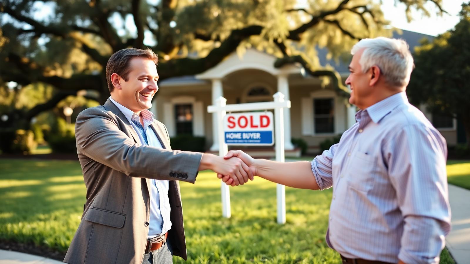 Real estate agent shaking hands with Louisiana homebuyer